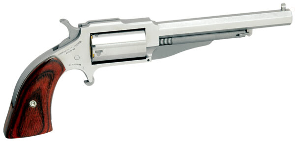 North American Arms 18604 1860 The Earl *CA Compliant 22 WMR 5 Shot 4" Stainless Steel Barrel, Frame & Cylinder, Rosewood Boot Grip, Exposed Hammer — view 1