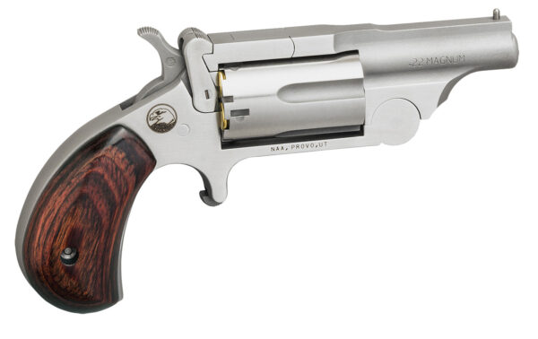 North American Arms 22MR Ranger II  22 WMR 5 Shot 1.63" Satin Stainless Steel Barrel & Frame, Stainless Cylinder, Rosewood Birdshead Grip, Exposed Hammer — view 1