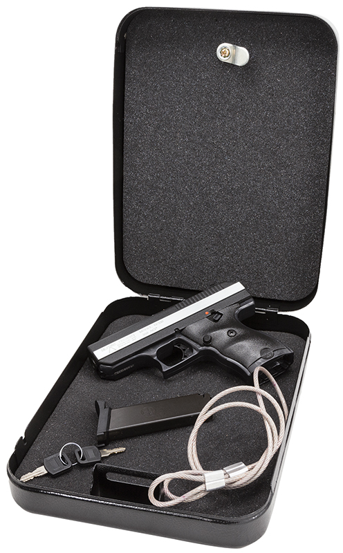 Hi-Point CF380HSP CF Home Security Package 380 ACP 8+1, 3.50" Black Steel Barrel, Black Powder Coated/Chrome Serrated Steel Slide, Black Polymer Frame & Grip, Keyed Lock Box — view 1
