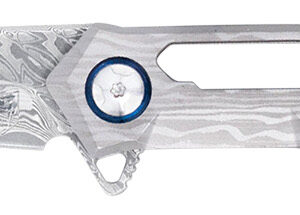 CobraTec Knives CTGSTDAMWNS Ghost  3.88" Folding Wharncliffe Plain Damascus Blade, 4.94" Cut Out Titanium Handle