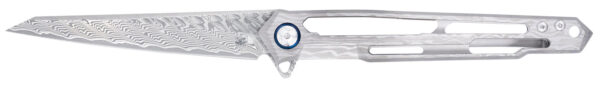 CobraTec Knives CTGSTDAMWNS Ghost  3.88" Folding Wharncliffe Plain Damascus Blade, 4.94" Cut Out Titanium Handle — view 1