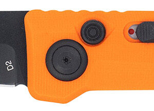 CobraTec Knives CTIFRORG Inferno  3.50" OTF Tanto Plain Black TiCN D2 Steel Blade, 4.75" Blaze Orange Textured Handle