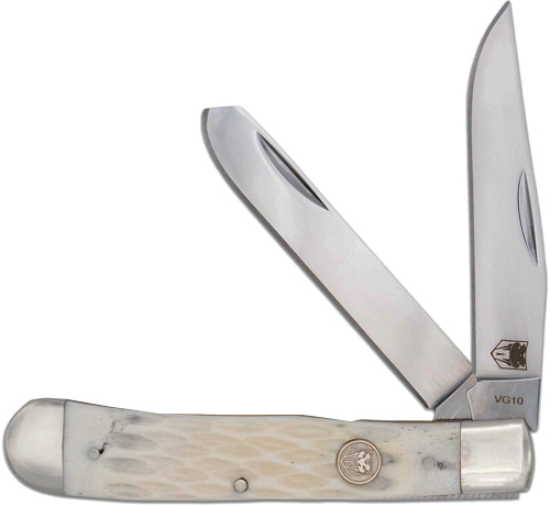 COBRATEC TRAPPER TWO BLADE - G-10 WHITE BONE SS SLIP JOINT — view 1
