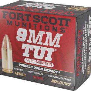 FORT SCOTT MUNITIONS LEAD FREE PISTOL AMO 9MM SUBSONIC 125GR TUI BRASS CASE 20-RD (25 BOX PER CASE)