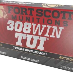 FORT SCOTT MUNITIONS LEAD FREE RIFLE AMO 308 WIN 168GR TUI BRASS CASE 20-RD ( 10 BOXES PER CASE )
