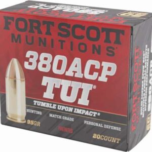 FORT SCOTT MUNITIONS LEAD FREE PISTOL AMO 380 AUTO 95GR TUI BRASS CASE 20-RD ( 25 BOXES PER CASE )