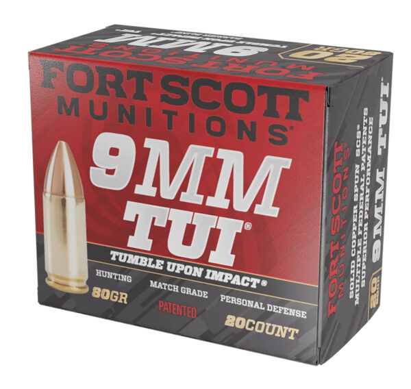 Fort Scott Munitions 9MM080SCV Tumble Upon Impact (TUI)  9mmLuger 80gr Solid Copper Spun 20 Per Box/25 Case — view 1