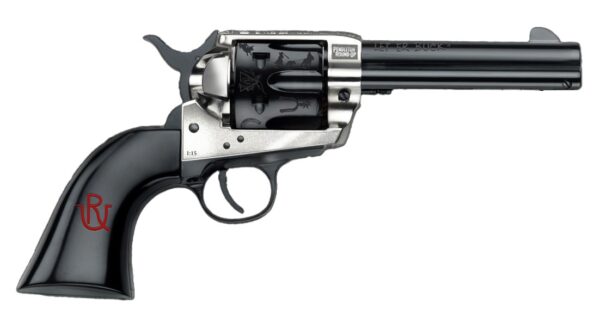Pietta PFI357PR434BP 1873 Great Western II Pendleton Round?Up 357 Mag 6 Shot 4.75" Blued Engraved Barrel & Cylinder, Ultra Black Engraved Grip, Exposed Hammer — view 1