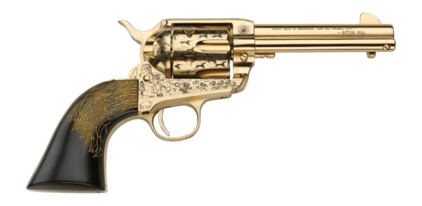 Pietta PFI357KOP434EP 357 Mag 6 Shot 4.75" Ultra Black Engraved w/Eagle Feather Grip — view 1