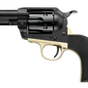 Pietta PFI38ALLOYBR312CB 38 Super 6 Shot 10rd Shot 3.50" Matte Black Alloy Steel Frame w/Brass Backstrap & Trigger Guard, Black Checkered Grip