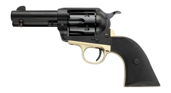 Pietta PFI38ALLOYBR312CB 38 Super 6 Shot 10rd Shot 3.50" Matte Black Alloy Steel Frame w/Brass Backstrap & Trigger Guard, Black Checkered Grip — view 1