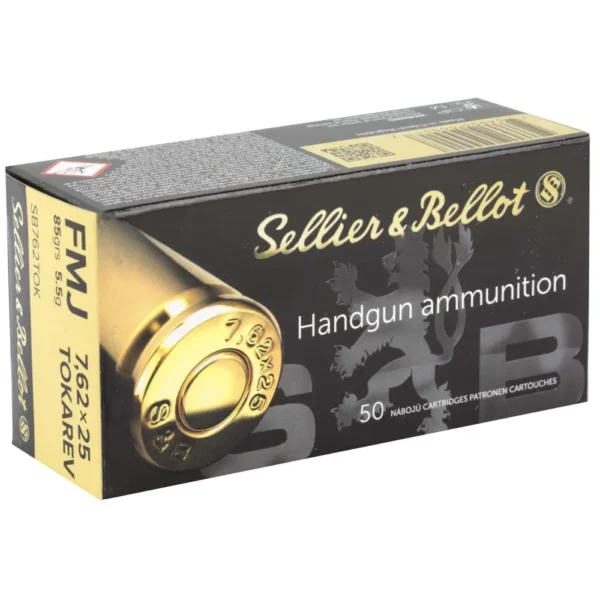 SELLIER & BELLOT AMO 7.62X25MM 85GR FMJ 50-RD ( 30 BOXES PER CASE ) — view 1