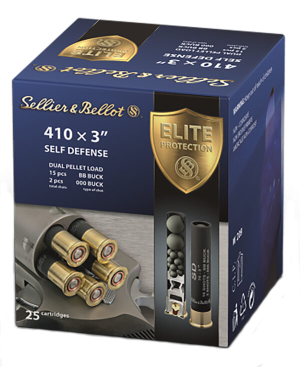 Sellier & Bellot SB410SDB Self Defense  410Gauge 3" 15Pellets 11/16oz 000Buck Shot 25 Box/20 Case — view 1