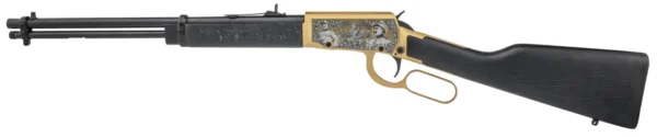 ROSSI RIO BRAVO RIL 22LR 18IN BBL CERAKOTE GOLD/DARK HW ENGRAVED THEODORE ROOSEVELT 15/RD — view 1