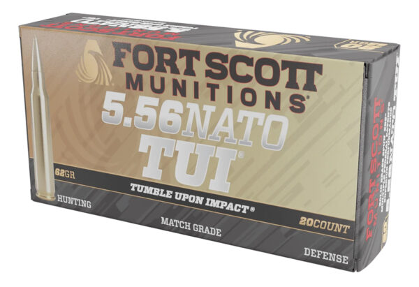 Fort Scott Munitions 556062SBV1 Tumble Upon Impact (TUI)  5.56x45mmNATO 62gr Solid Brass Spun 20 Per Box/25 Case — view 1