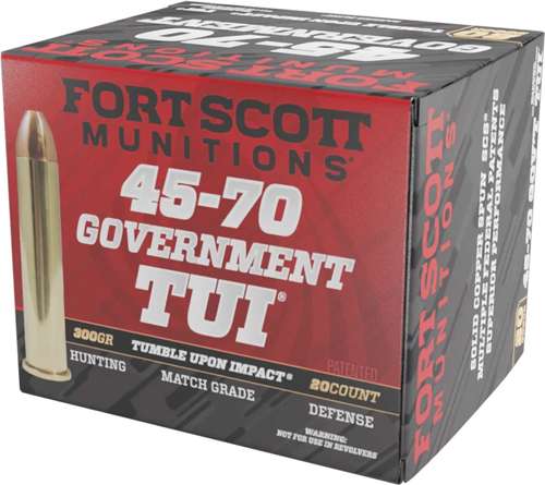 FORT SCOTT MUNITIONS LEAD FREE RIFLE AMO 45-70 GOVT 300GR TUI BRASS CASE 20-RD ( 10 BOXES PER CASE ) — view 1
