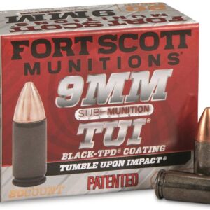 FORT SCOTT MUNITIONS LEAD FREE PISTOL AMO 9MM SUBSONIC 125GR TUI BLK TPD CASE 20-RD (25 BOX CASE)