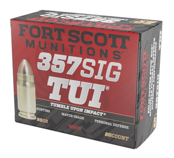 Fort Scott Munitions 357SIG095SCV Tumble Upon Impact (TUI)  357Sig 95gr Solid Copper Spun 20 Per Box/25 Case — view 1