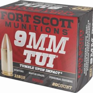FORT SCOTT MUNITIONS LEAD FREE PISTOL AMO 9MM 115GR TUI BRASS CASE 20-RD ( 25 BOXES PER CASE )