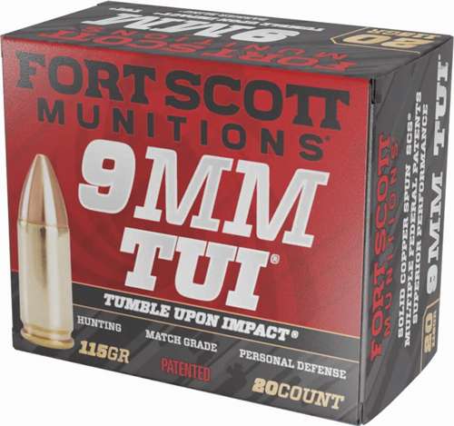 FORT SCOTT MUNITIONS LEAD FREE PISTOL AMO 9MM 115GR TUI BRASS CASE 20-RD ( 25 BOXES PER CASE ) — view 1