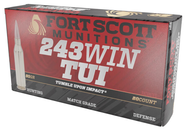 Fort Scott Munitions 243080SCV Tumble Upon Impact (TUI) Rifle 243Win 80gr Solid Copper Spun 20 Per Box/10 Case — view 1