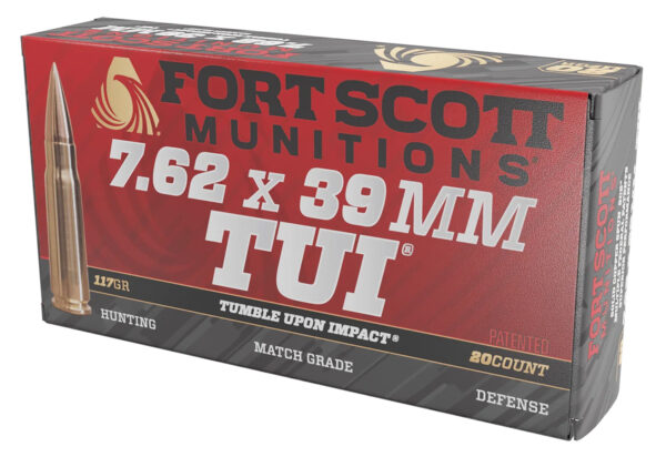 Fort Scott Munitions 762X39117SCV Tumble Upon Impact (TUI) Rifle 7.62x39mm 117gr Solid Copper Spun 20 Per Box/10 Case — view 1