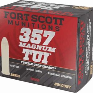 FORT SCOTT MUNITIONS LEAD FREE PISTOL AMO 357 MAG 125GR TUI BRASS CASE 20-RD ( 25 BOXES PER CASE )