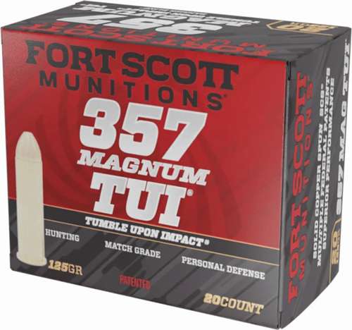 FORT SCOTT MUNITIONS LEAD FREE PISTOL AMO 357 MAG 125GR TUI BRASS CASE 20-RD ( 25 BOXES PER CASE ) — view 1