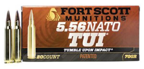 FORT SCOTT MUNITIONS LEAD FREE RIFLE AMO 5.56 NATO 70GR TUI BRASS CASE 20-RD ( 25 BOXES PER CASE ) — view 1