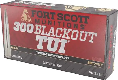 FORT SCOTT MUNITIONS LEAD FREE RIFLE AMO 300 BLACKOUT 150GR TUI BRASS CASE 20-RD ( 25 BOX PER CASE ) — view 1