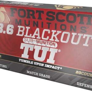 FORT SCOTT MUNITIONS LEAD FREE RIFLE AMO 8.6 BLACKOUT SUBSONIC 285GR TUI BRASS 20-RD (10 BOX CASE)