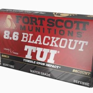 FORT SCOTT MUNITIONS LEAD FREE RIFLE AMO 8.6 BLACKOUT SUPERSONIC 235GR TUI BRASS 20-RD (10 BOX CASE)
