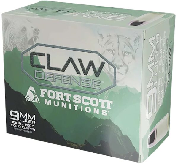 FORT SCOTT MUNITIONS LEAD FREE CLAW DEFENSE 9MM 115GR FNP 20RD ( 25 BOXES PER CASE ) — view 1