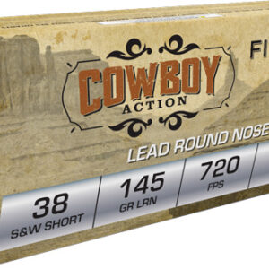 FIOCCHI 38 S&W SHORT 145GR - LEAD-RN 50RD 20BX/CS
