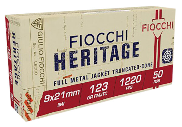 Fiocchi 9X21 Heritage  9x21mmIMI 123gr Full Metal Jacket Truncated Cone 50 Per Box/20 Case — view 1