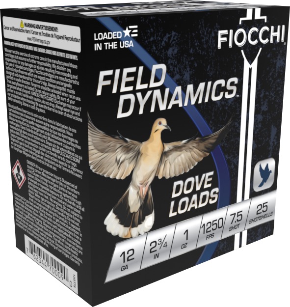 FIOCCHI DOVE&QUAIL AMO 12GA 2.75 IN 1 OZ #7.5 1250FPS 25-RD ( 10 BOXES PER CASE ) — view 1
