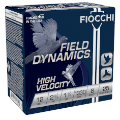 FIOCCHI HV LEAD AMO 12GA 2.75 IN 1 1/4 OZ  #8 1330FPS 25-RD (10 BOX CASE)