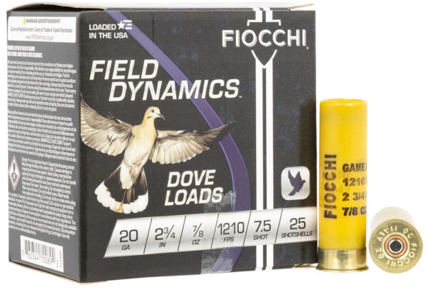 Fiocchi 20GT75 Field Dynamics Dove & Quail 20Gauge 2.75" 7/8oz 7.5Shot 25 Per Box/10 Case — view 1
