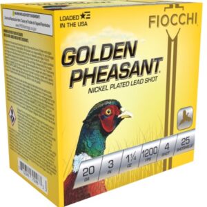 FIOCCHI GOLDEN PHEASANT AMO 20GA 3 IN 1 1/4 OZ #4 1200FPS 25-RD ( 10 BOXES PER CASE )