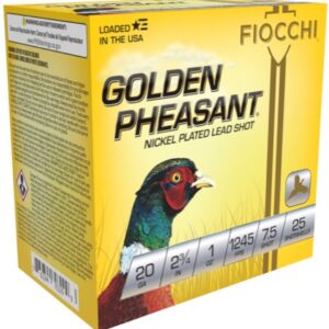 FIOCCHI GOLDEN PHEASANT AMO 20GA 2.75 IN 1 OZ #7.5 1245FPS 25-RD ( 10 BOXES PER CASE )