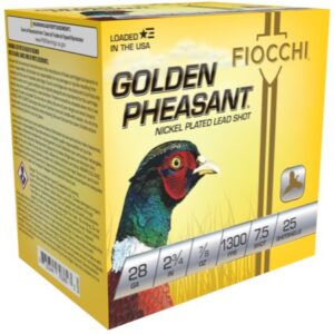 FIOCCHI GOLDEN PHEASANT AMO 28GA 2.75 IN 7/8 OZ #7.5 1300FPS 25-RD ( 10 BOXES PER CASE )