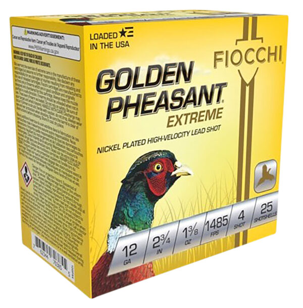 Fiocchi 12GPX4 Golden Pheasant Extrema 12Gauge 2.75" 1 3/8oz 4Shot 25 Per Box/10 Case — view 1