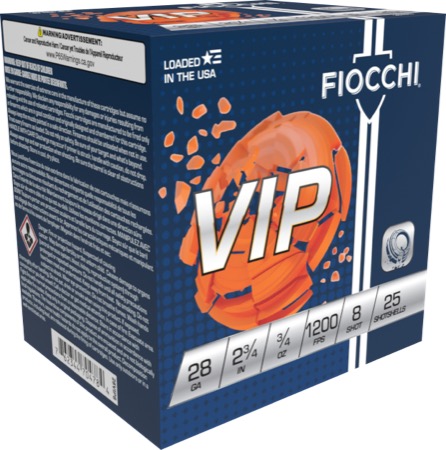 FIOCCHI EXACTA TARGET VIP AMO 28GA 2.75 IN 3/4 OZ #8 1200FPS 25-RD ( 10 BOXES PER CASE ) — view 1