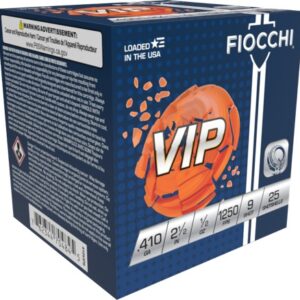 FIOCCHI EXACTA TARGET VIP AMO 410GA 2.5 IN 1/2 OZ #9 1250FPS 25-RD ( 10 BOXES PER CASE )