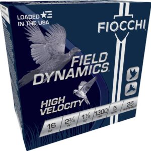 FIOCCHI HV LEAD AMO 16GA 2.75 IN 1 1/8 OZ #5 1300FPS 25-RD ( 10 BOXES PER CASE )