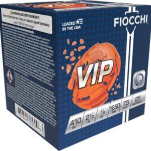 FIOCCHI EXACTA TARGET VIP AMO 410GA 2.5 IN 1/2 OZ #7.5 1250FPS 25-RD ( 10 BOXES PER CASE )