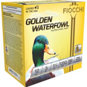 FIOCCHI GOLDEN WFOWL ZINC PLATED STL AMO 12GA 3 IN 1 1/4 OZ #BB 1350FPS 25-RD ( 10 BOXES PER CASE )