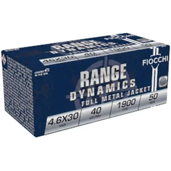 FIOCCHI AMO 4.6X30 H&K 40 GR FMJ 50-RD BOX ( 20 BOXES PER CASE ) — view 1