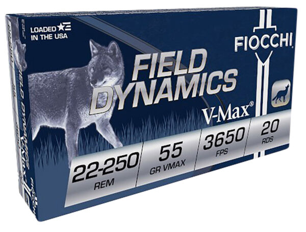 Fiocchi 22250HVD Field Dynamics  22-250Rem 55gr Hornady V Max 20 Per Box/10 Case — view 1