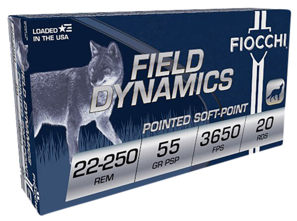 Fiocchi 22250B Field Dynamics  22-250Rem 55gr Pointed Soft Point 20 Per Box/10 Case — view 1